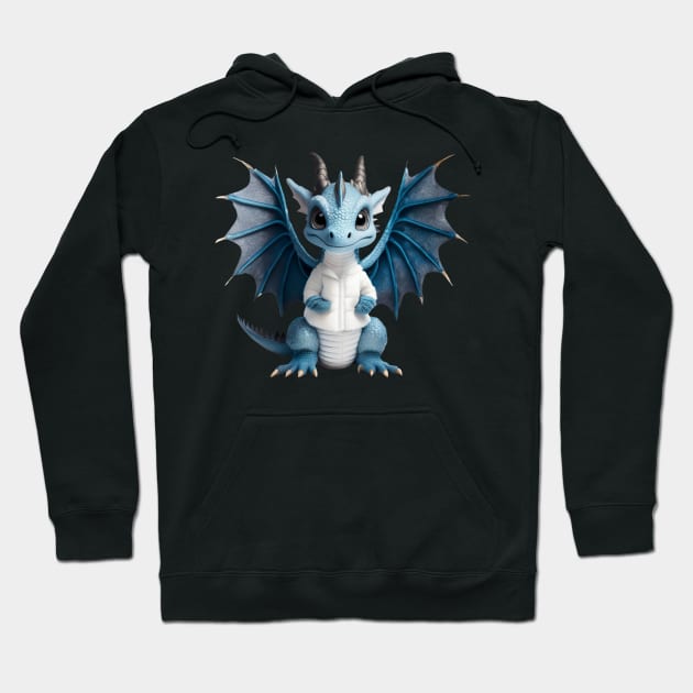 Cute Blue Ice Baby Dragon Hoodie by Cuteopia Gallery